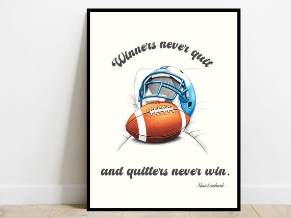 Football Vince Lombardi Quote Art Print Motivational Sports Poster Home Office Gym Wall Decor Gift