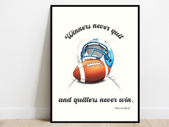 Winners Never Quit Vince Lombardi Football Quote Motivation Poster