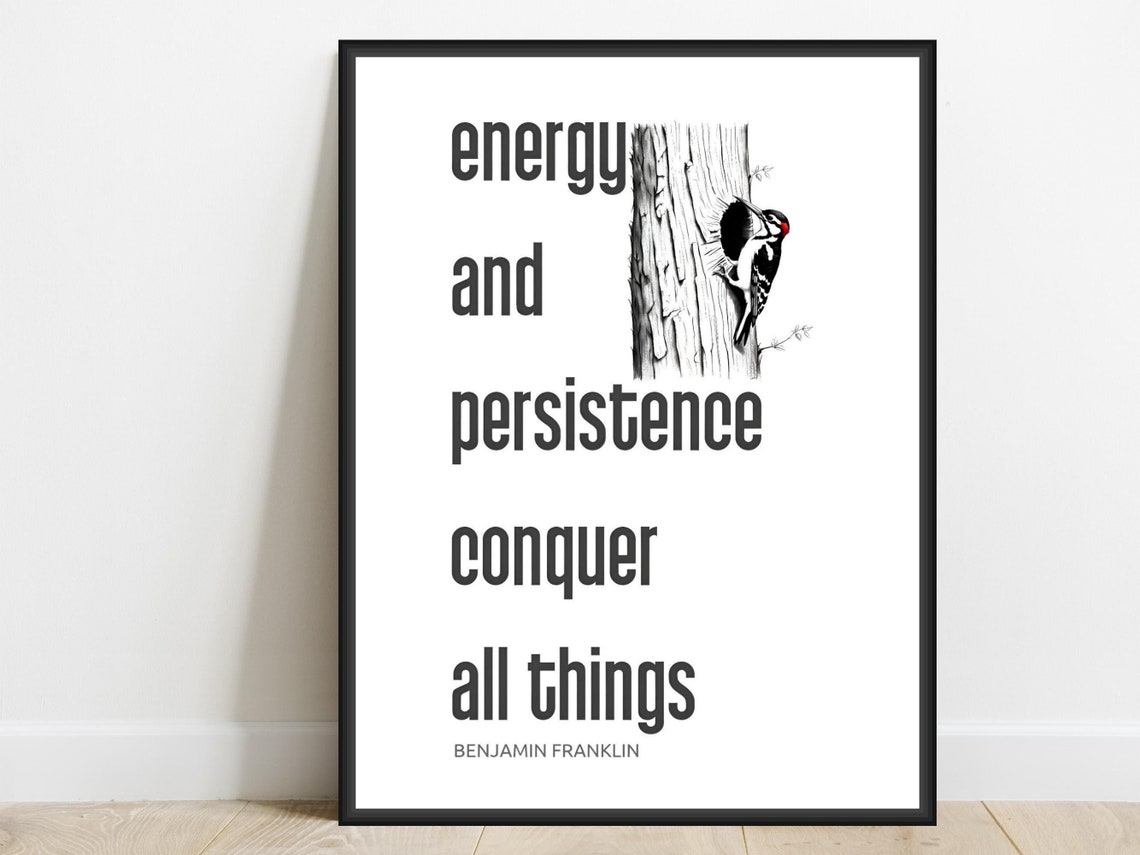 Benjamin Franklin Energy Persistence Conquer All Quote Poster