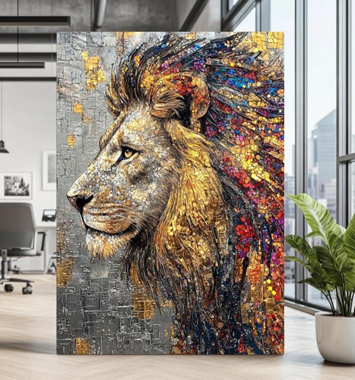 Gold Lion Poster Print, Regal Safari Decor