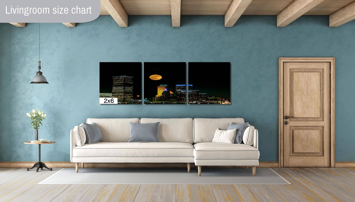 Tulsa Skyline Night Full Moon Lit Downtown Towers View Poster - Image 4