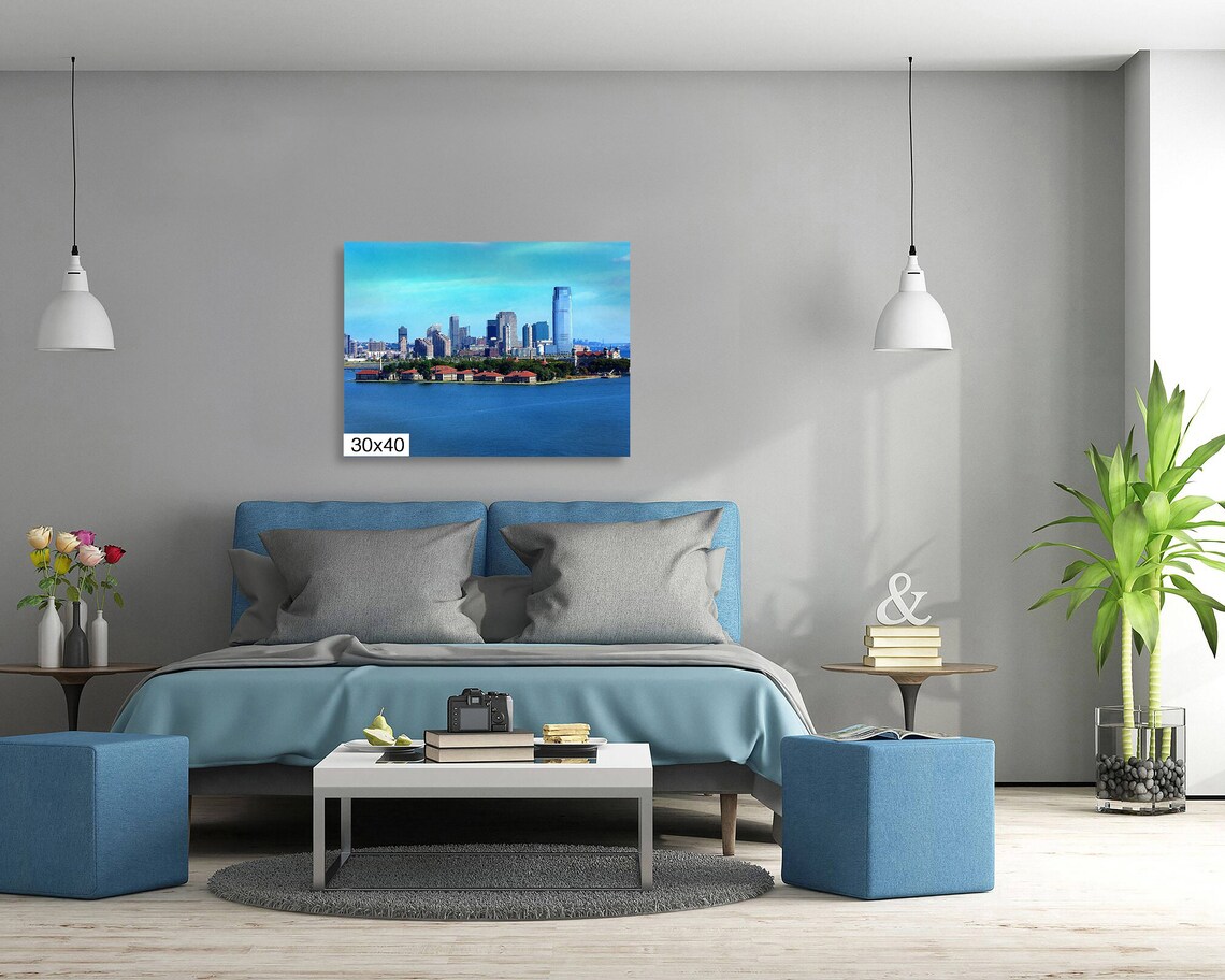 Ellis Island Jersey City Skyline Across New York Harbor Day Poster - Image 5