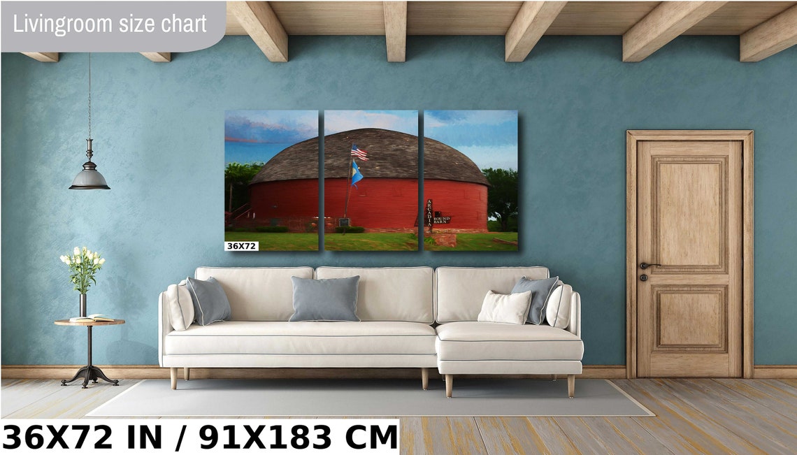 Arcadia Round Barn Route 66 Oklahoma Red Barn Flags View Poster - Image 2