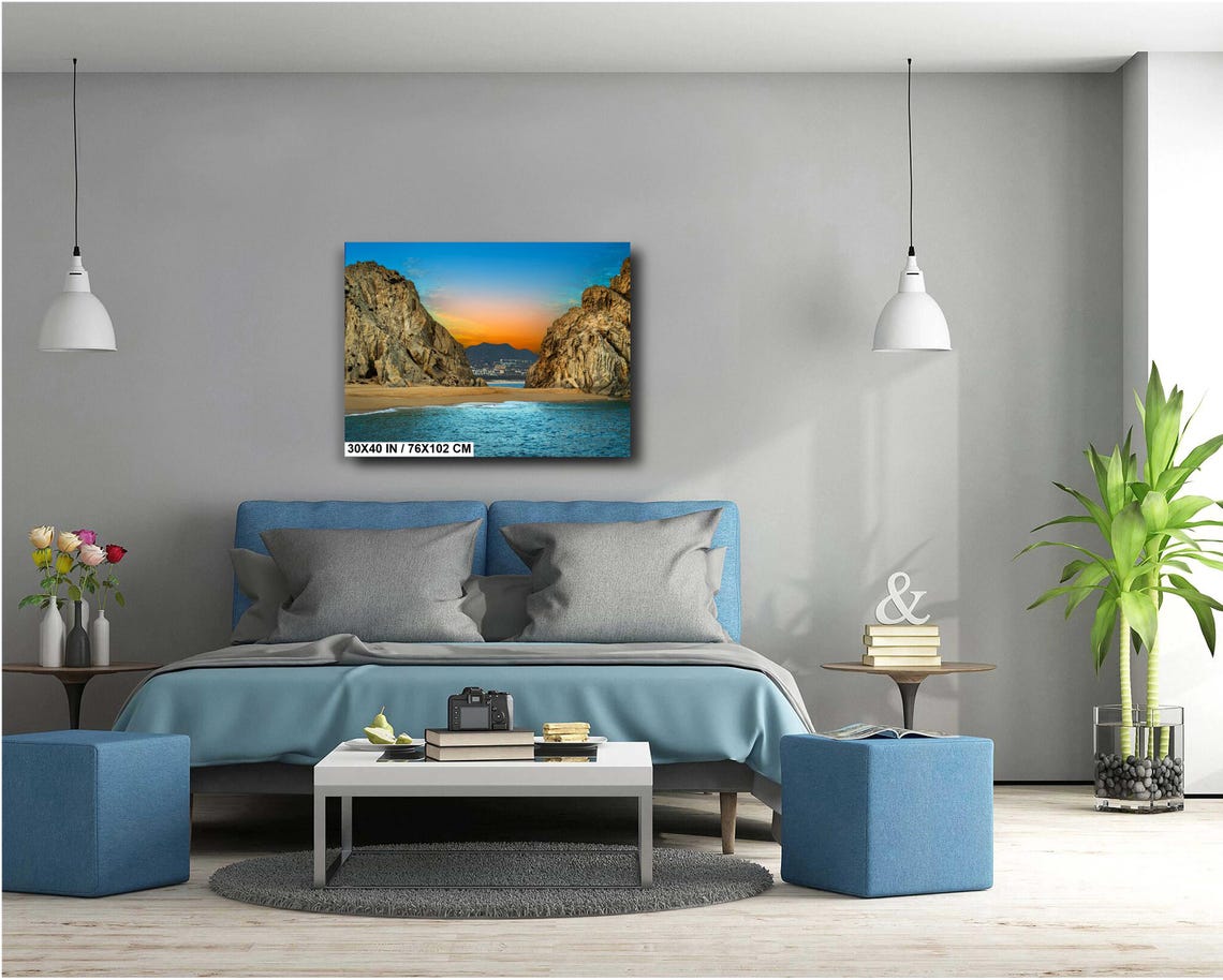 Cabo Divorce Beach Rocky Cliffs Golden Shore Ocean View Poster - Image 5