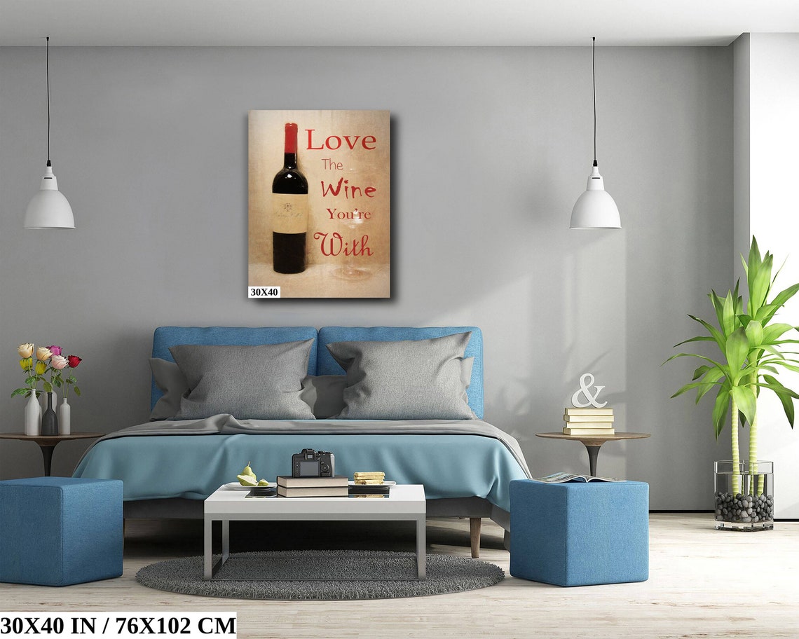 Love The Wine Youre With Red Bottle Quote Kitchen Wall Art Poster - Image 4
