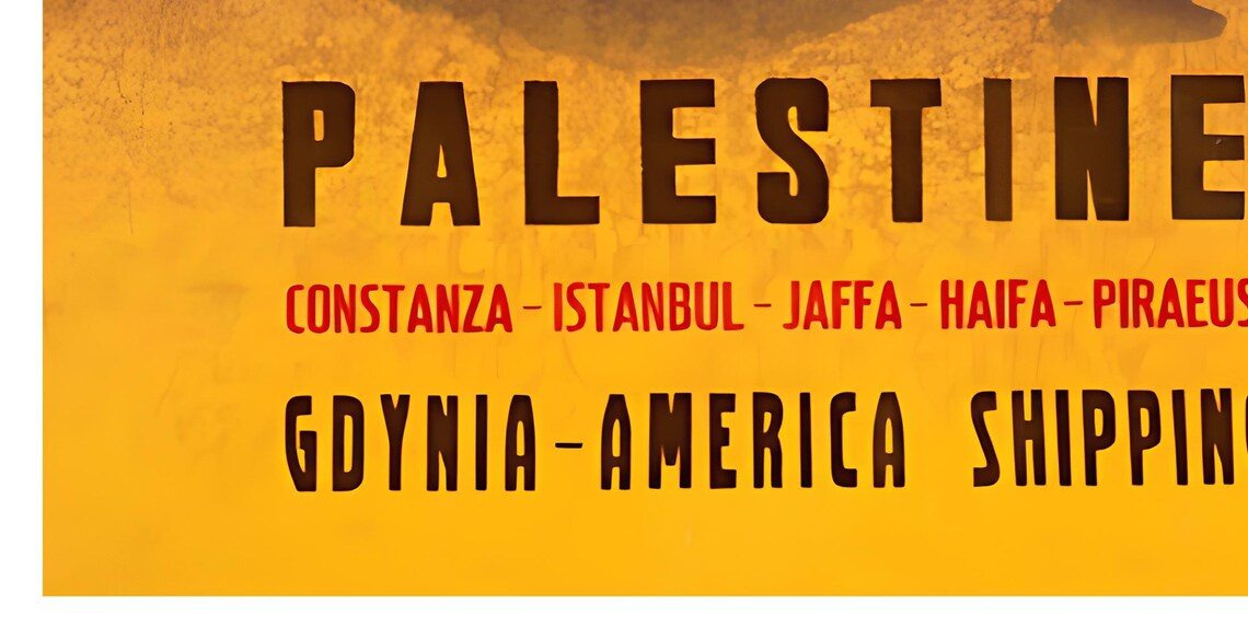 Palestine Line Gdynia America Shipping Camel Vintage Ship Poster - Image 2