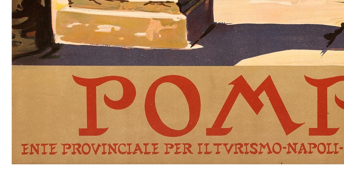 Pompeii Vintage Ruins Vesuvius Italy Archaeological Travel Poster - Image 2