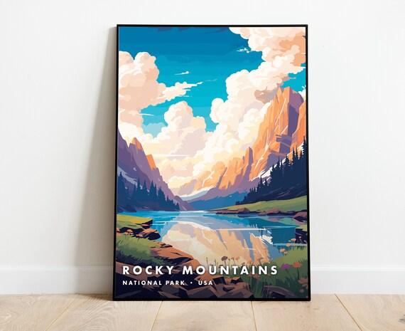 Rocky Mountains National Park USA Alpine Lake Scenic Art Poster