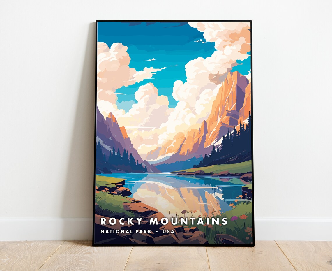 Rocky Mountains National Park USA Alpine Lake Scenic Art Poster