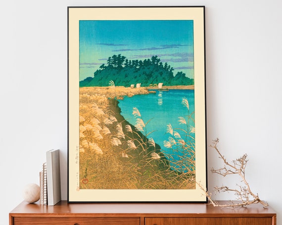 Japanese Lake Poster Woodblock Art Kawase Hasui Painting Japandi Decor Trendy Art Print Zen Wall Art