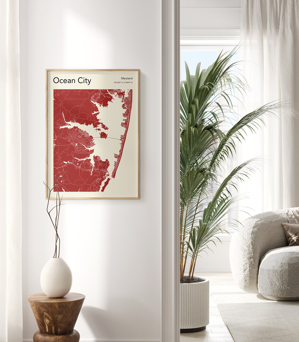 Ocean City Map Print, Coastal Wall Art Poster - Image 2