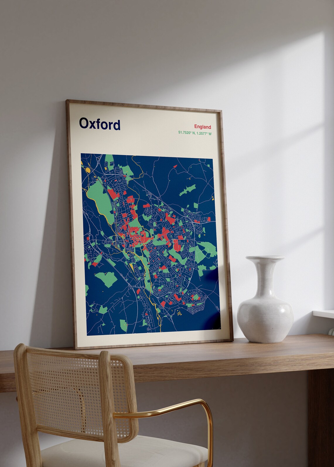 Oxford England Navy Multicolor City Map Art Poster College Decor - Image 2