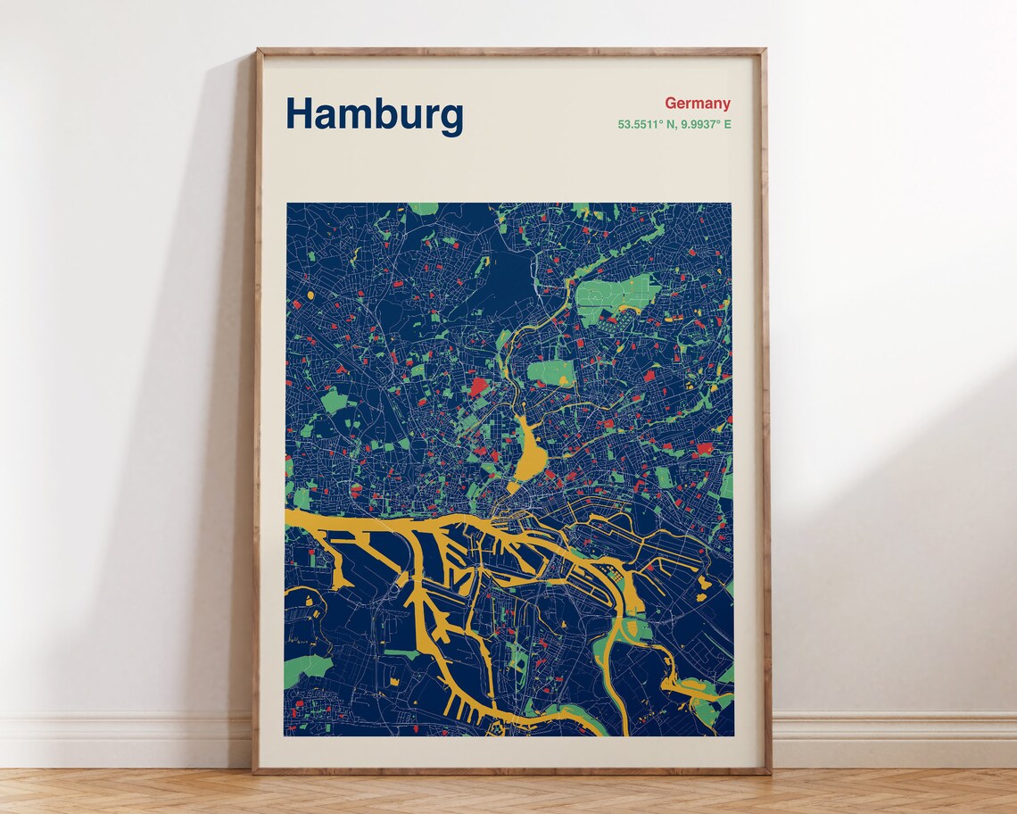 Hamburg Germany Map Print, Custom Travel Poster - Image 2