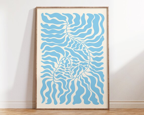 Blue Pastel Matisse Style Botanical Poster Pastel Floral Matisse Wall Art Danish Pastels Aesthetic Wall Art Pastel Abstract Poster Mp122