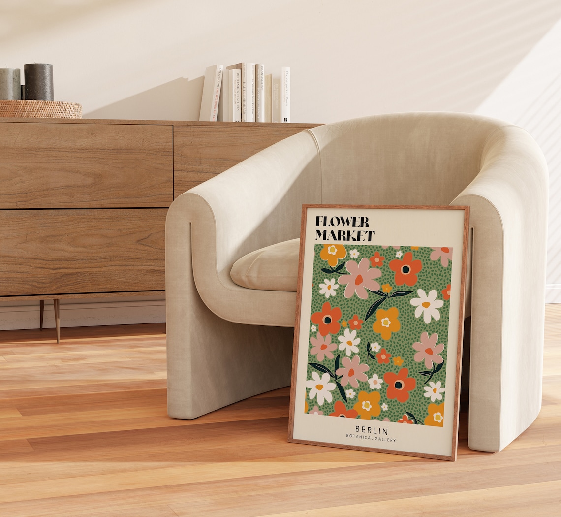 Berlin Flower Market Botanical Gallery Retro 70s Floral Art Poster - Image 2