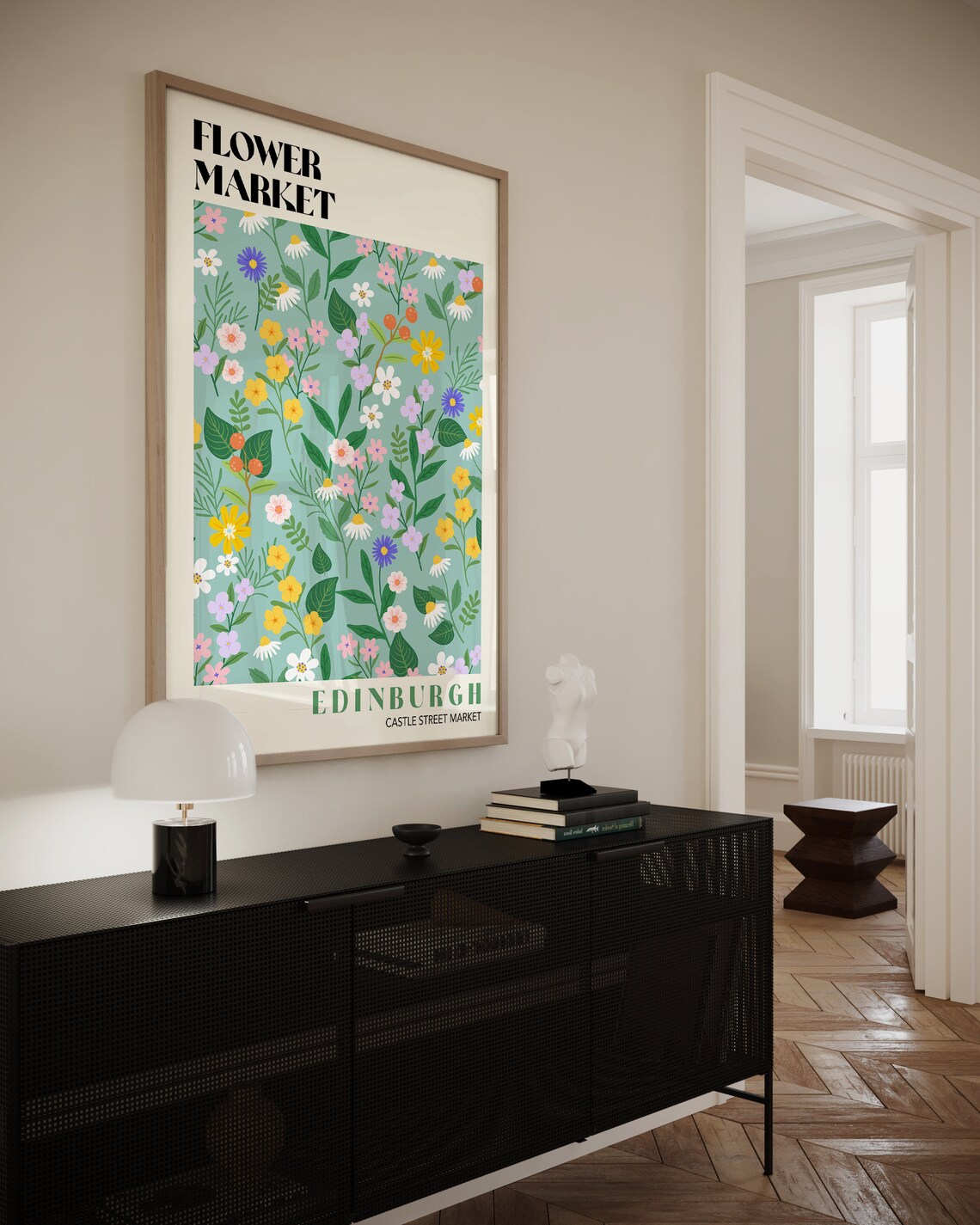 Flower Market Edinburgh Castle Street Market Botanical Poster - Image 2