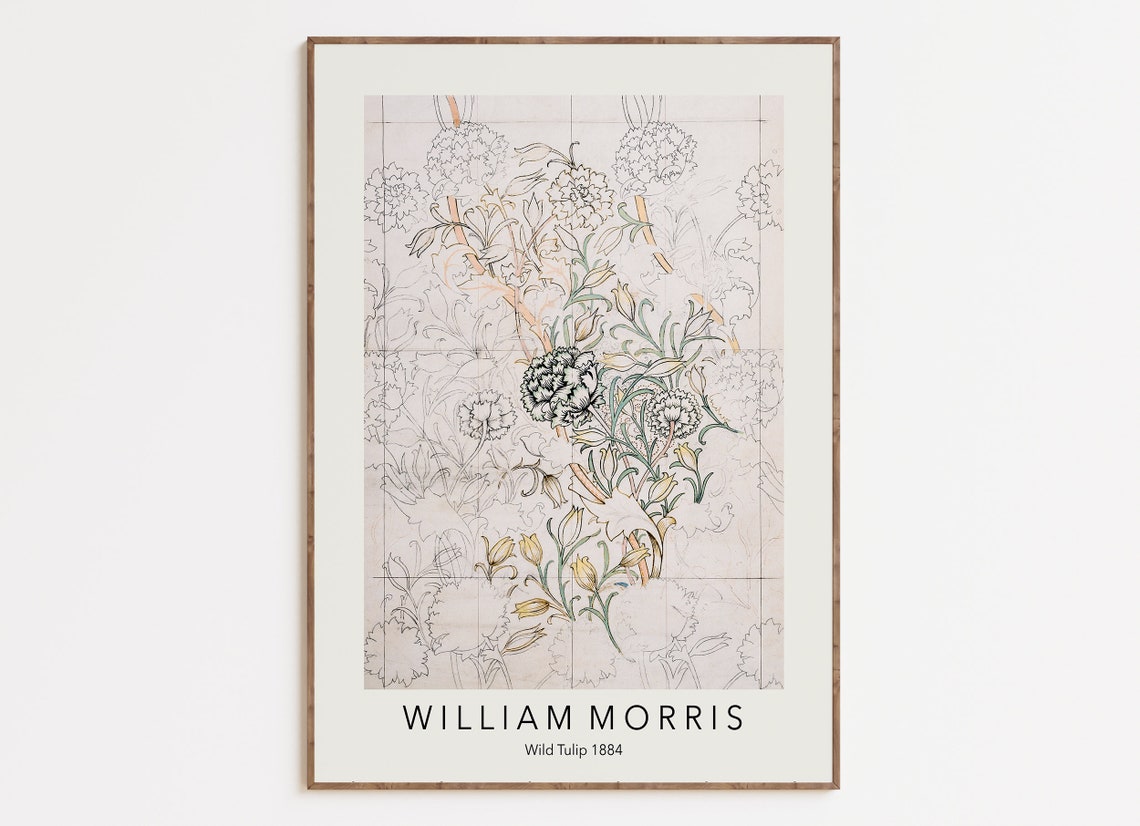 William Morris Wild Tulip 1884 Delicate Botanical Sketch Art Poster