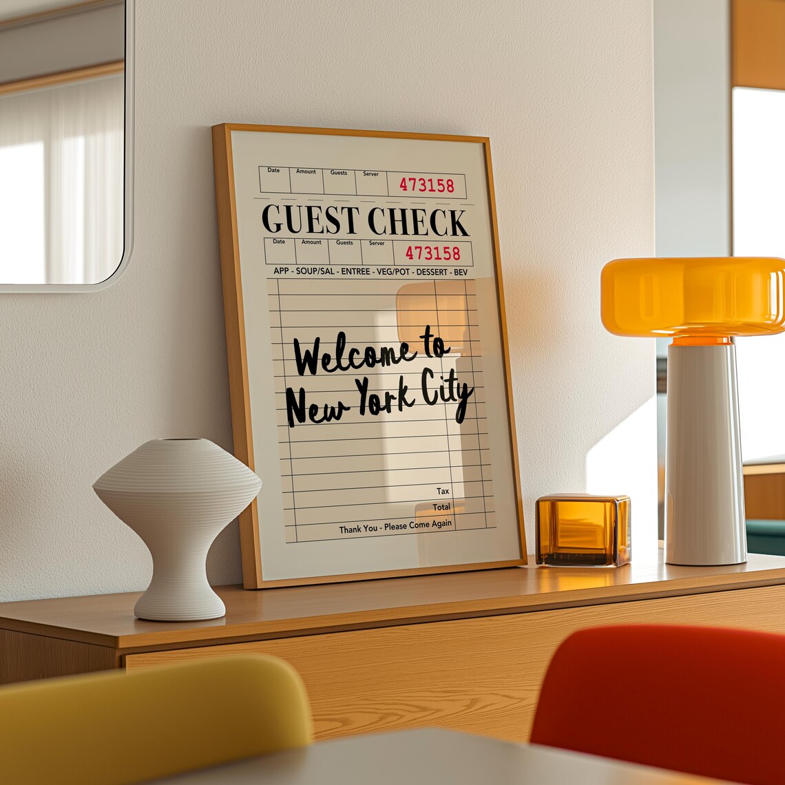 New York City Guest Check Poster Retro Welcome To NYC Vintage Art
