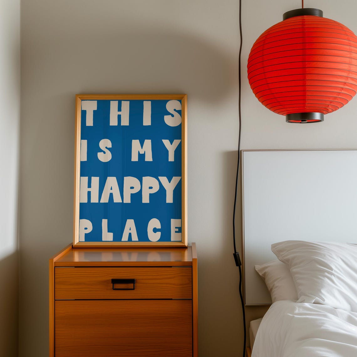 This Is My Happy Place Poster Blue Retro Typography Quote Wall Design - Image 4