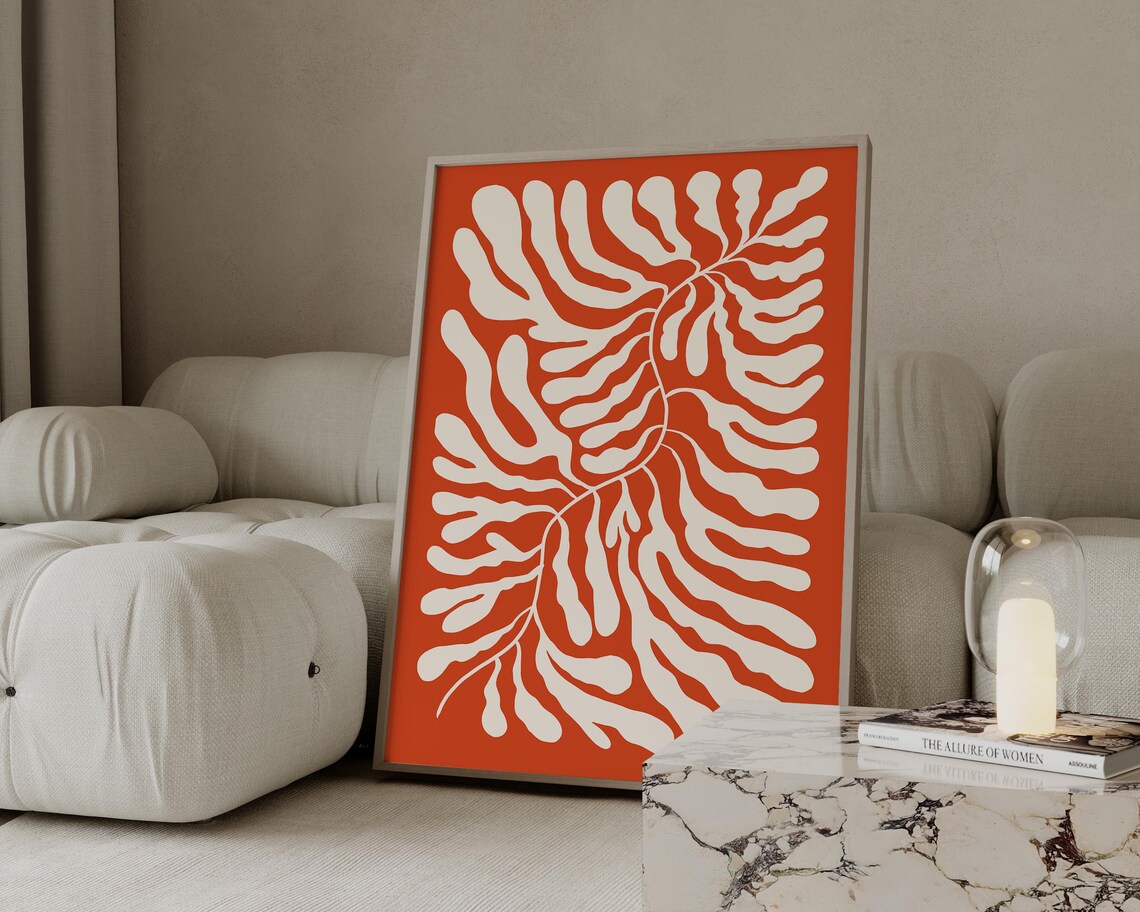 Abstract Wavy Leaf Print Matisse Style Botanical Print Retro Wavy Flower Wall Art Trendy Flower Print Bo140