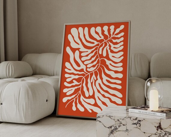 Abstract Wavy Leaf Print Matisse Style Botanical Print Retro Wavy Flower Wall Art Trendy Flower Print Bo140