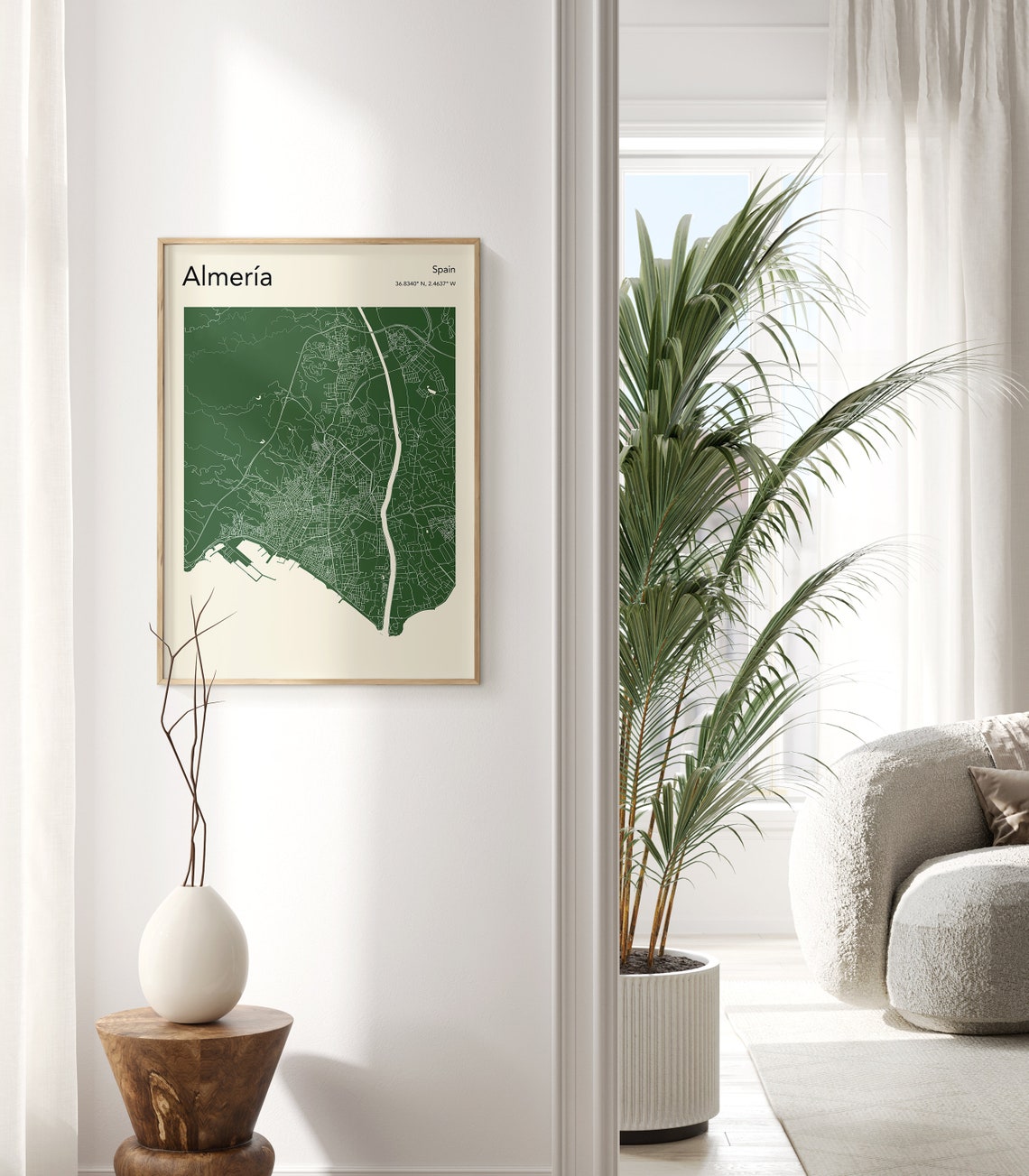 Almeria Spain Deep Red Minimalist City Map Poster Bold Design - Image 2