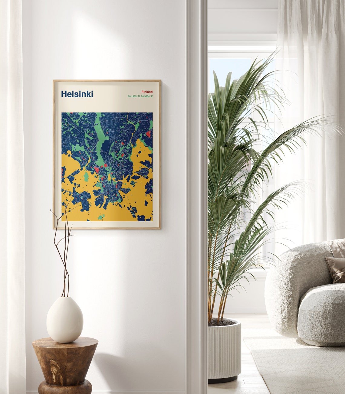Helsinki Finland Colourful Harbour City Map Poster Navy Gold Green - Image 2