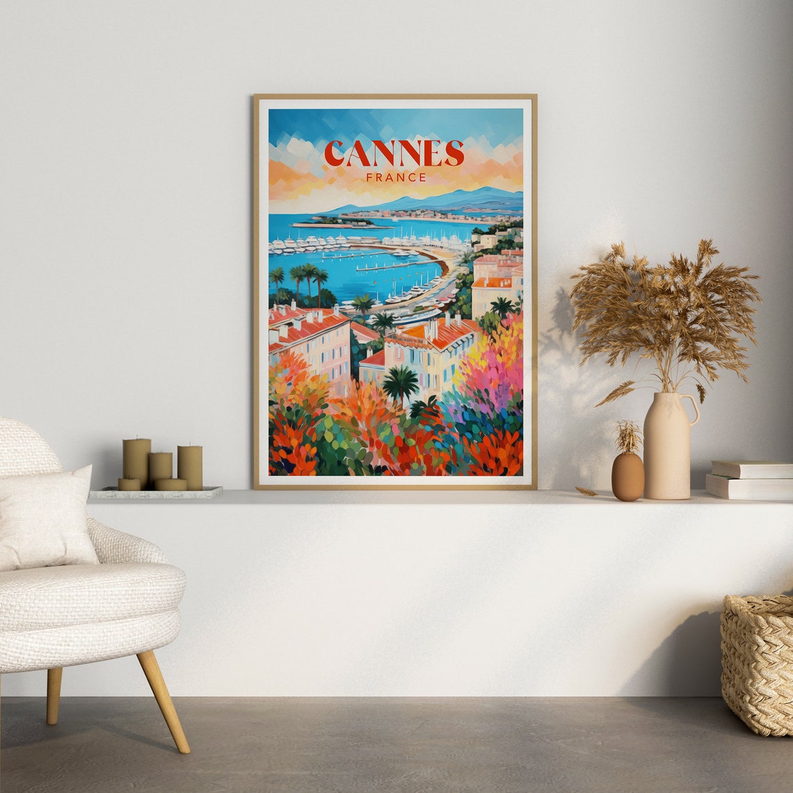 Cannes France Art Print Poster Travel Poster Colourful Cannes Print Cannes Travel Art Print Maximalist Colourful Travel Posters - Image 2