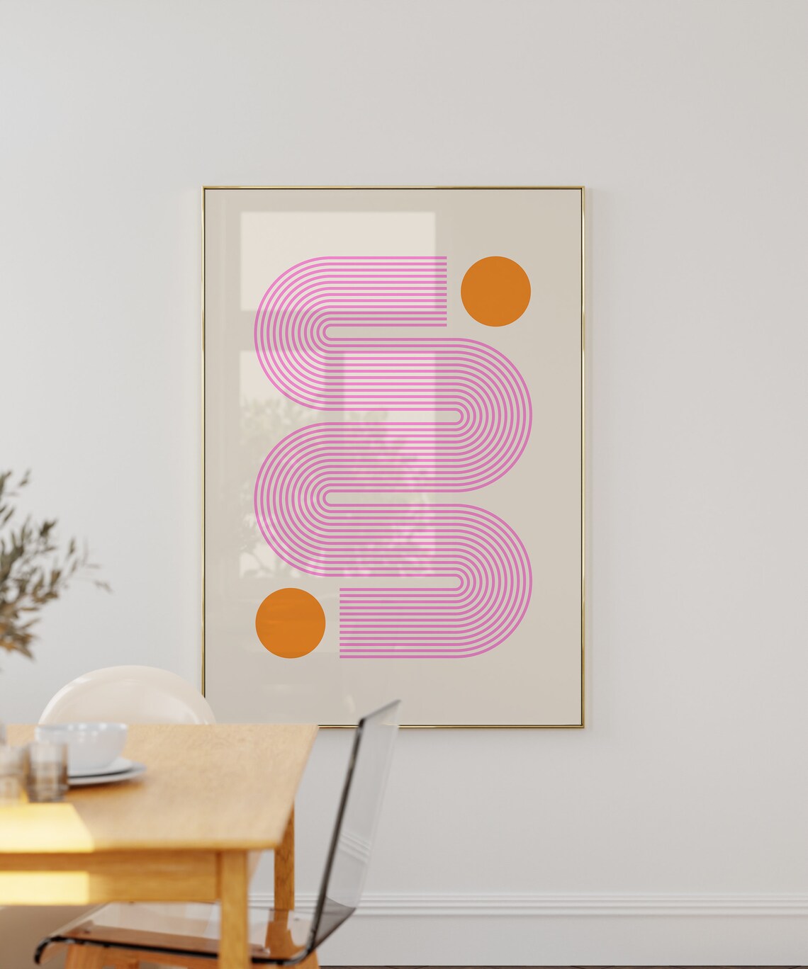 Retro Pink Wavy Lines 70s Art Print, Groovy - Image 2