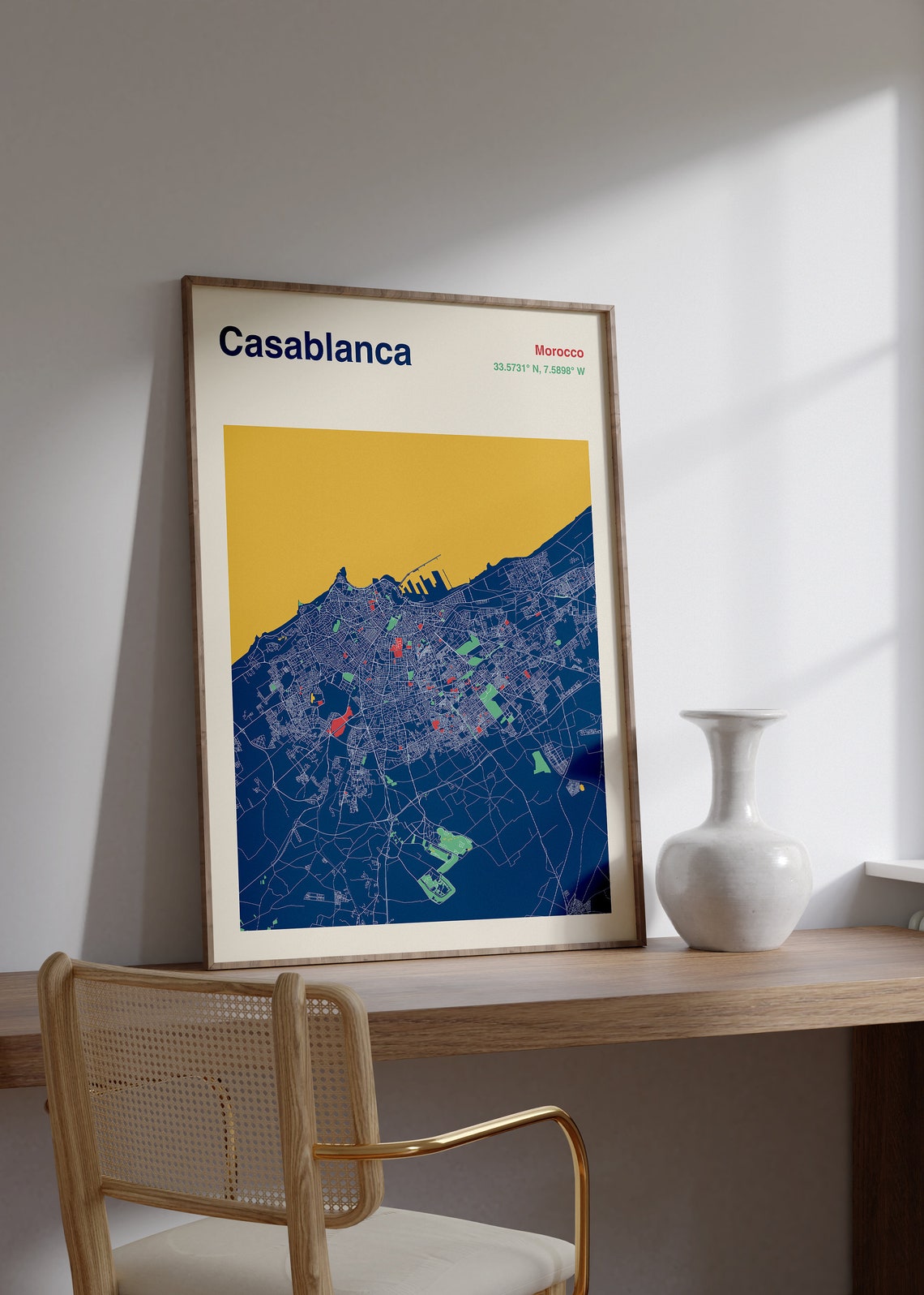 Casablanca Morocco Color Block City Map Modern Travel Art Poster - Image 2