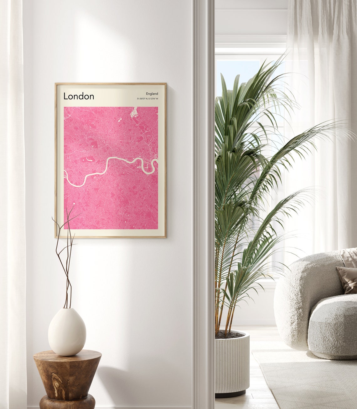 London England Navy Blue and White Minimalist City Map Poster - Image 2