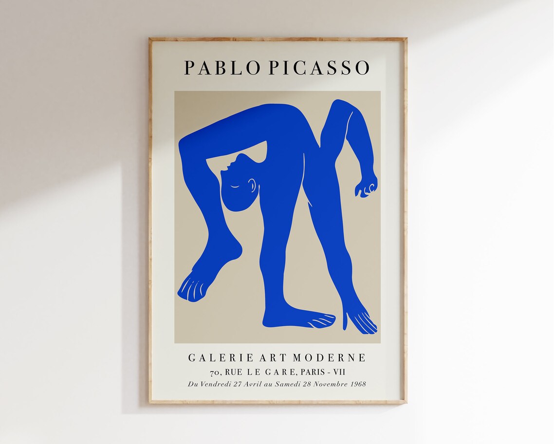 Blue Picasso Acrobat Poster, Modern Abstract Art Print