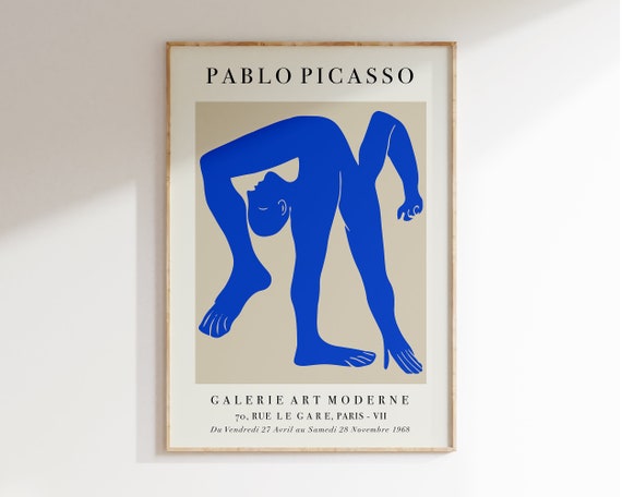 Blue Picasso Acrobat Poster, Modern Abstract Art Print