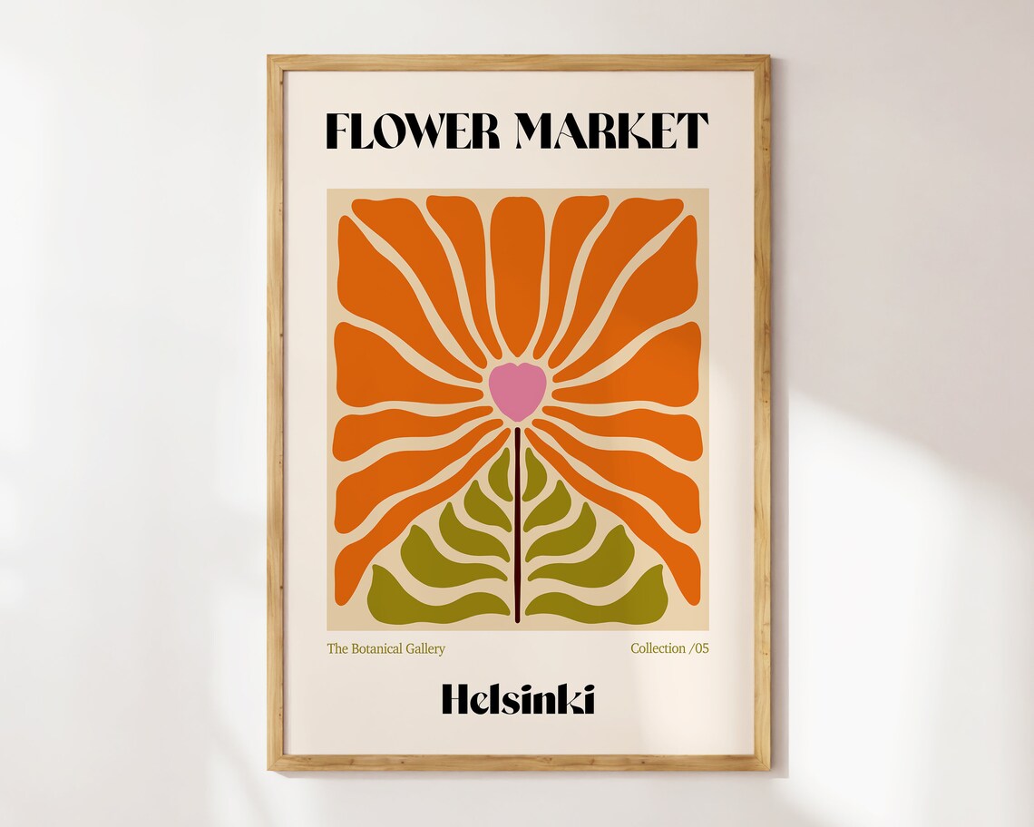 Helsinki Flower Market Retro Boho Art Print