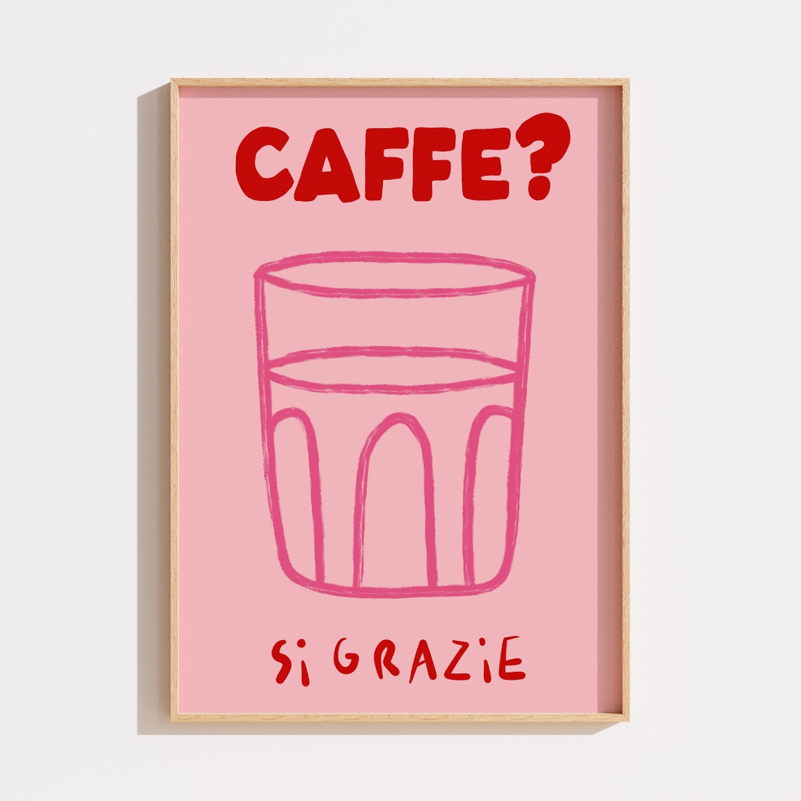 Caffe Si Grazie Italian Coffee Line Art Minimal Kitchen Poster - Image 2
