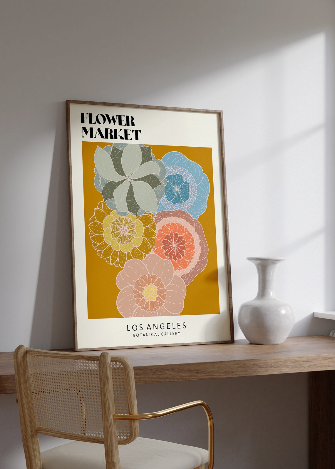 Flower Market Los Angeles Mustard Blooms Botanical Gallery Art Poster