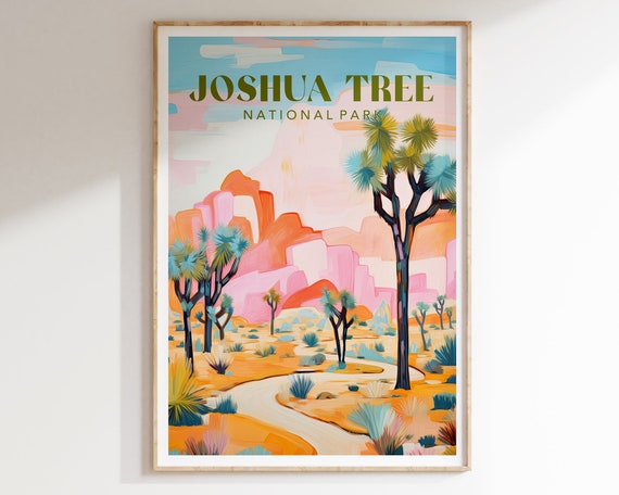 Joshua Tree Art Print Poster Travel Poster Pastel Joshua Tree Travel Print Pastel Landscape Painting Colourful Travel Poster Gallery
