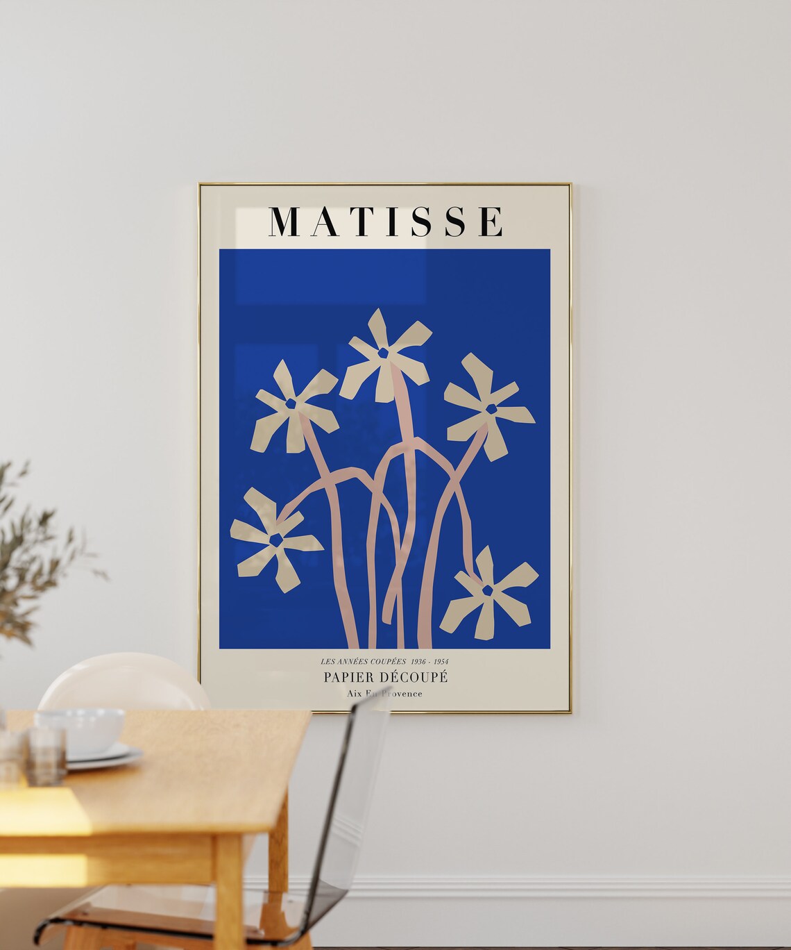 Blue Matisse Cut Out Flowers Poster Print - Image 3