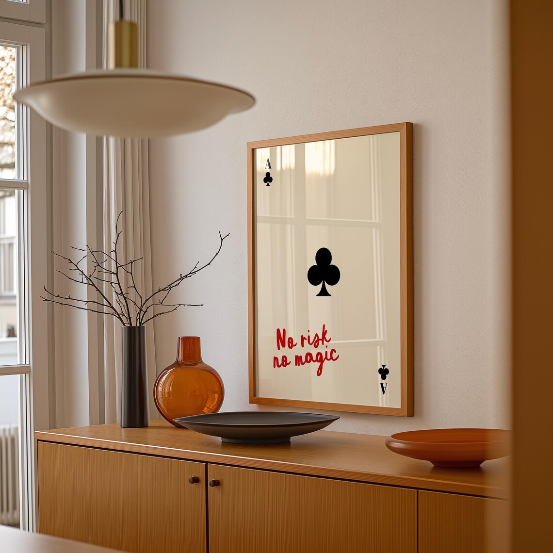 Ace Of Clubs Playing Card Poster Minimalist No Risk No Magic Quote Art - Image 4