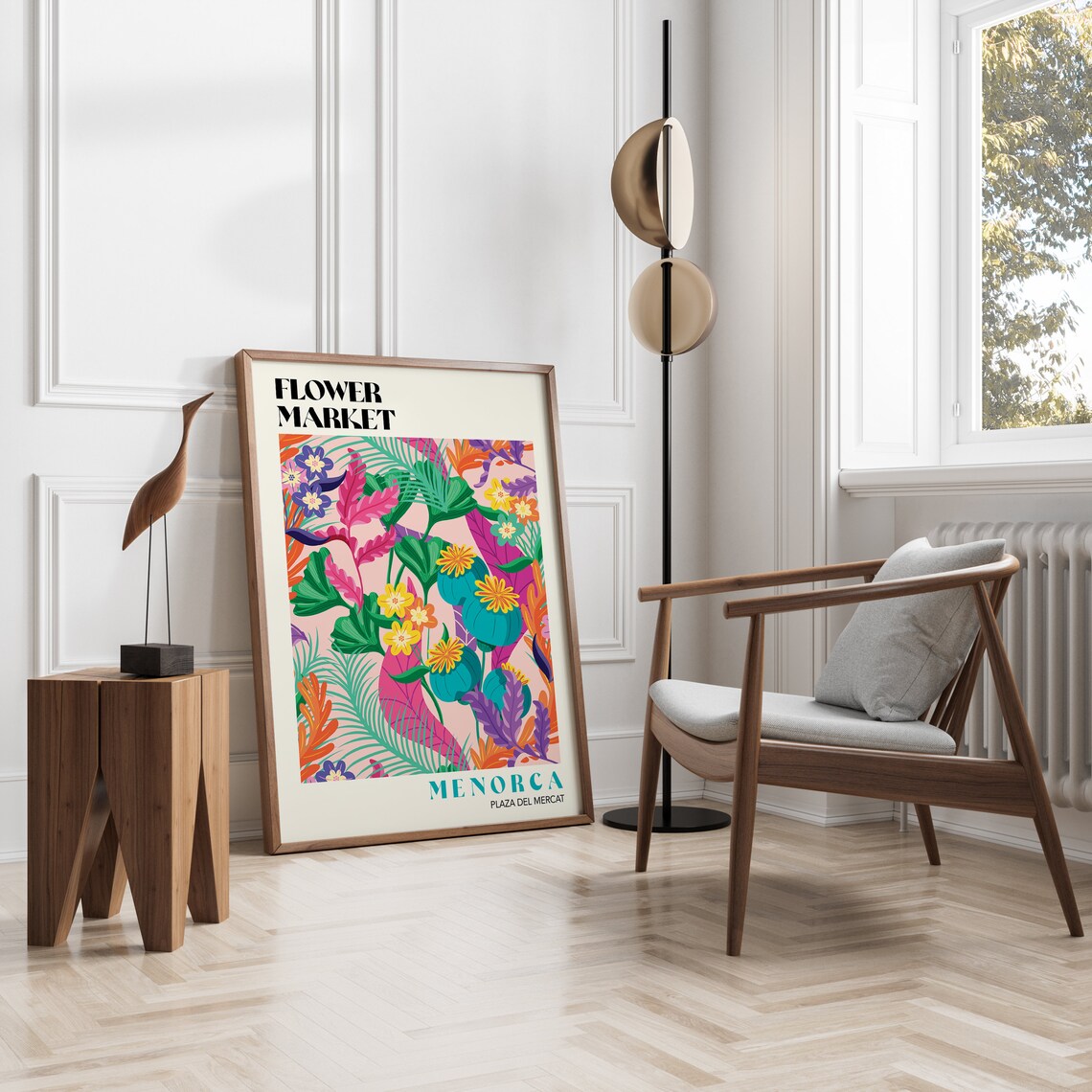 Tropical Menorca Flower Market Poster, Boho Floral Art - Image 2