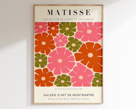 Matisse Flower Pattern Pink Orange Green Exhibition Gallery Poster