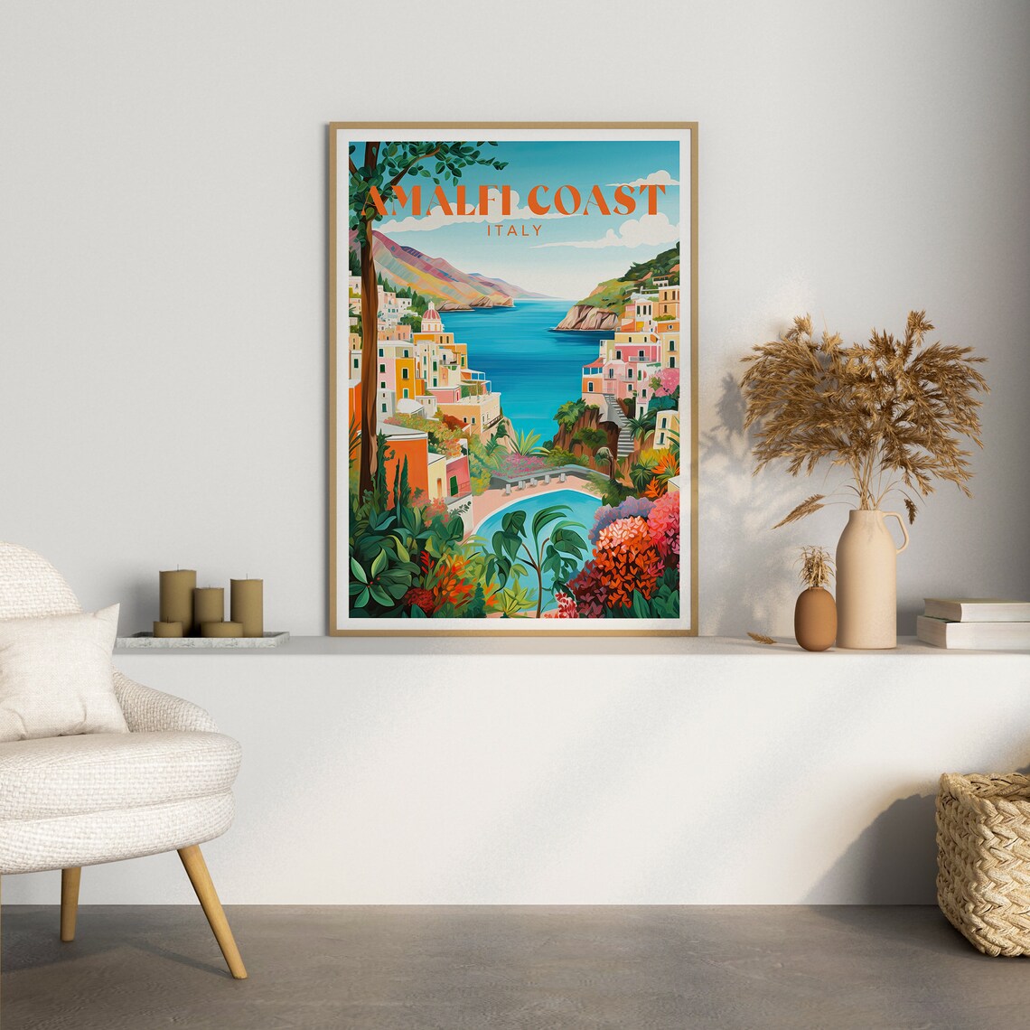Amalfi Coast Italy Travel Poster, Colorful Art Print - Image 2
