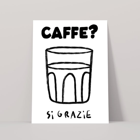 Minimalist Coffee Print More Colours Caffe Italian Art Print Mid Century Kitchen Poster Trendy Food Wall Art Food Doodles Ki146