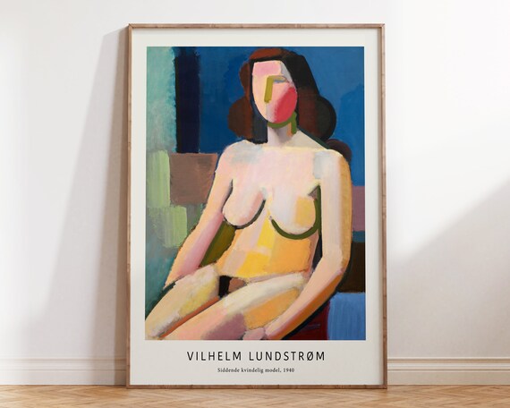 Vilhelm Lundstrom Seated Female Model 1940 Cubist Art Poster