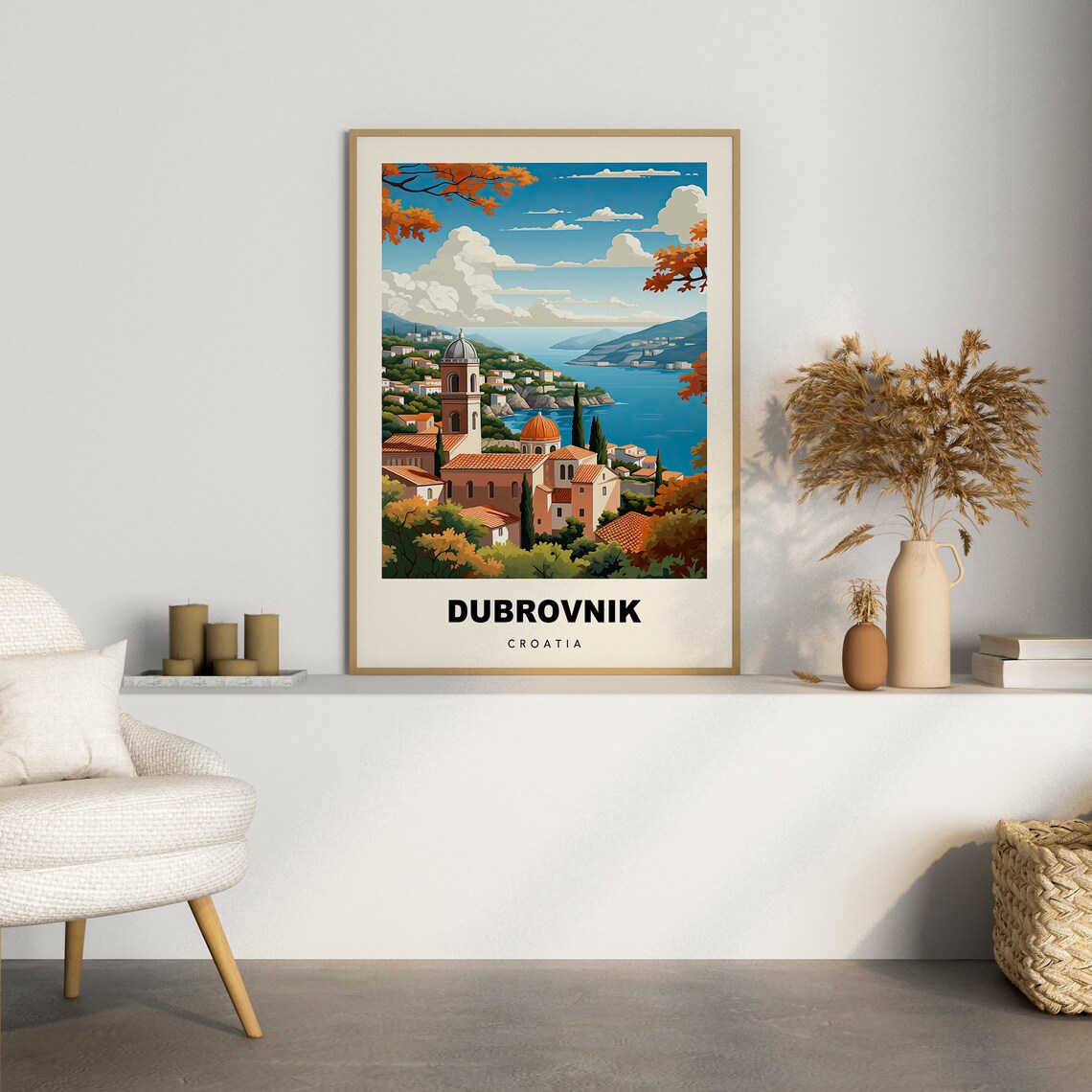 Dubrovnik Croatia Retro Adriatic Old Town Sea View Travel Poster - Image 2