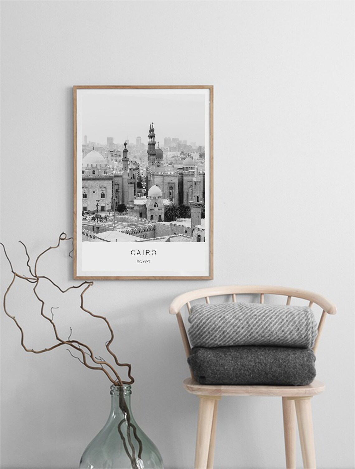 Cairo Egypt Mosques Minarets Black And White Old Town Poster - Image 2