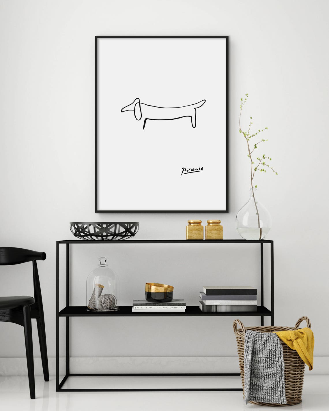 Dachshund One Line Dog Drawing Picasso Signature Decor Art Poster - Image 3