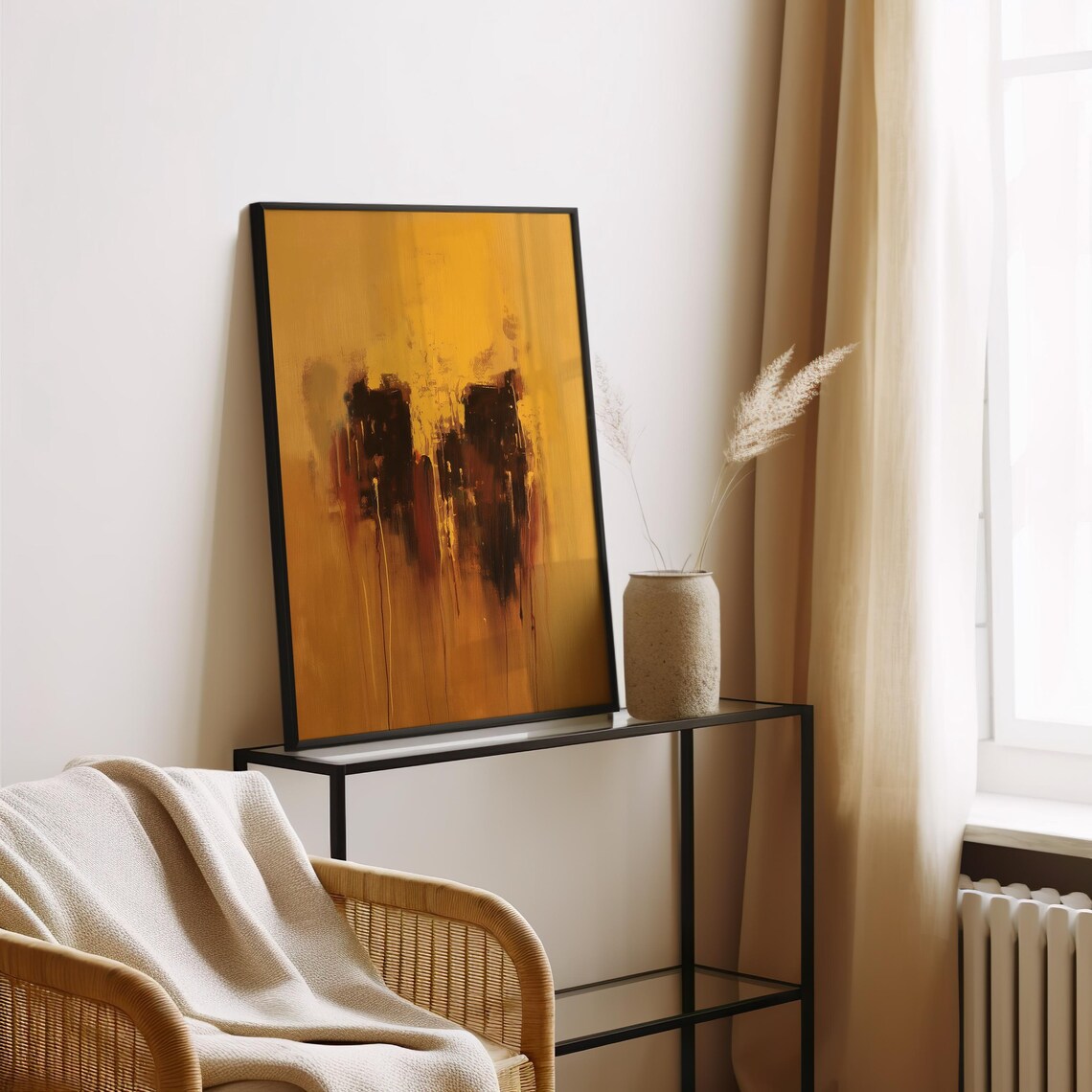 Rich Mustard Gold And Brown Abstract Color Field Painting Poster - Image 3
