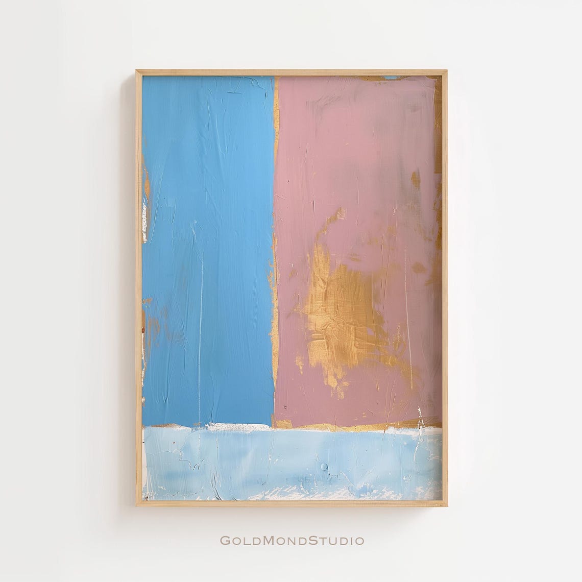 Blue And Mauve Abstract Color Field Painting With Gold Poster