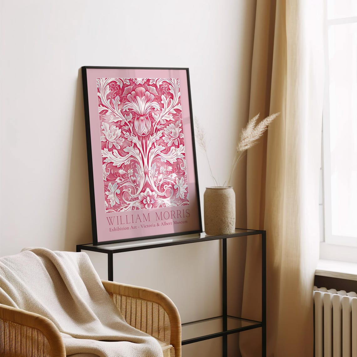 William Morris Crimson Floral Damask V&A Exhibition Art Poster - Image 3